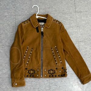 coach brown suede stud jacket